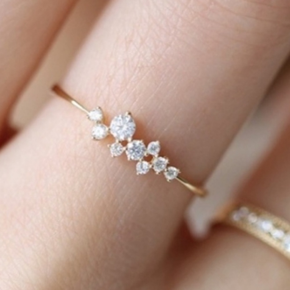 Dainty CZ crystal right hand ring - Picture 1 of 7